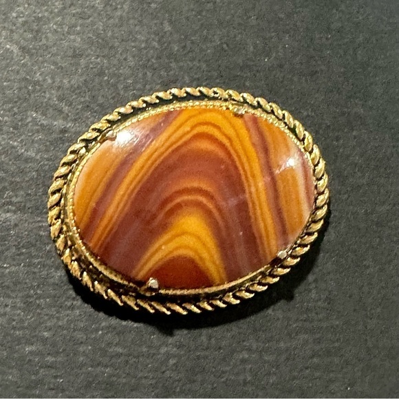 Vintage Tiger’s Eye Brooch Pin - Picture 2 of 5